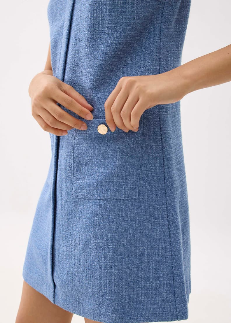Tweed Scoop Neck Shift Mini Dress - Image 5