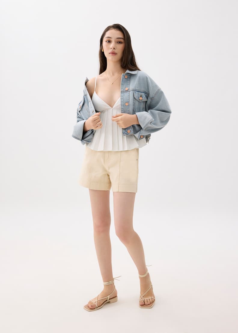 Padded Pleated Peplum Top - Image 5