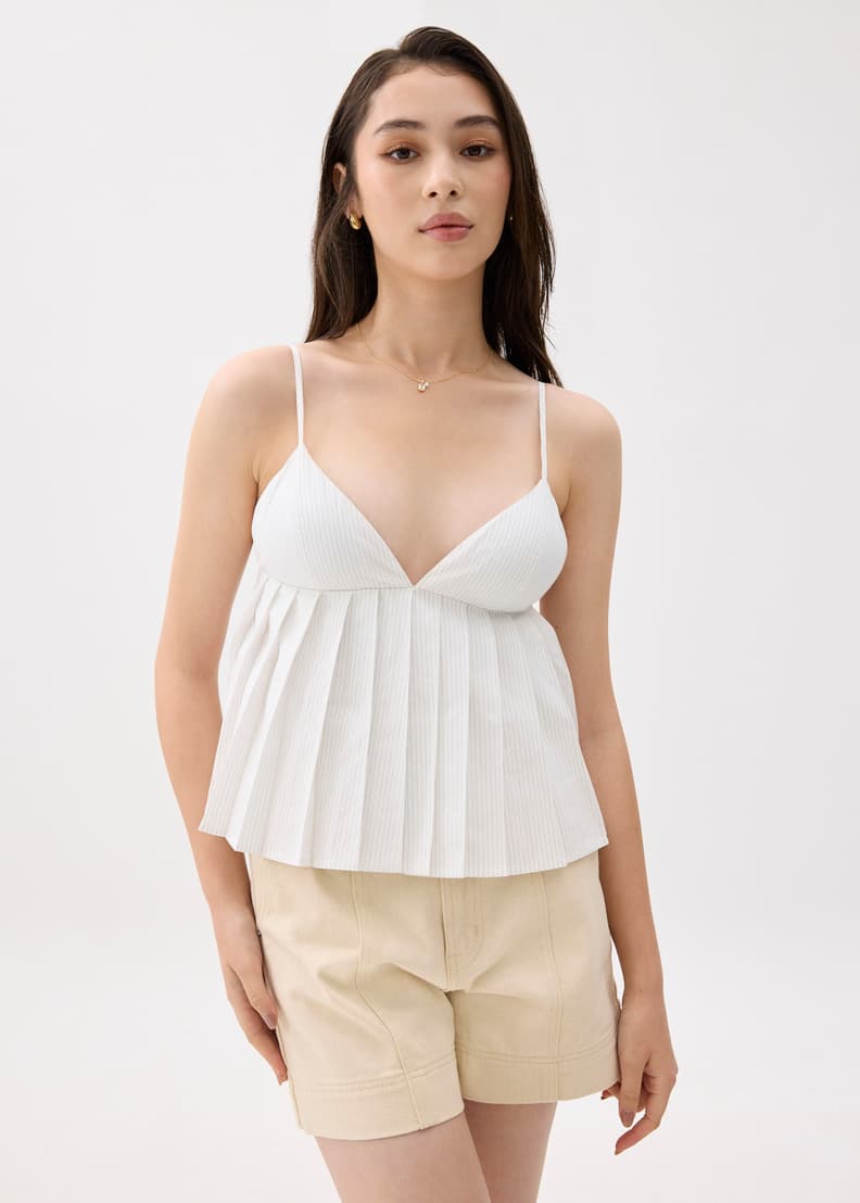 Padded Pleated Peplum Top - Image 2