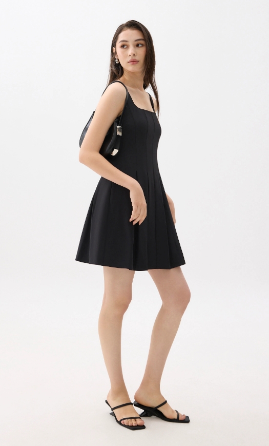 Square Neck Drop Waist Mini Dress - Image 3
