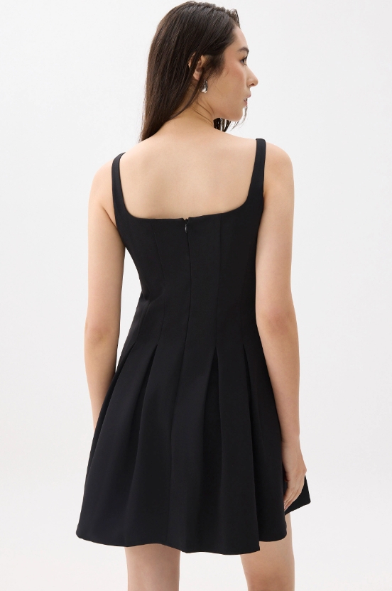 Square Neck Drop Waist Mini Dress - Image 2