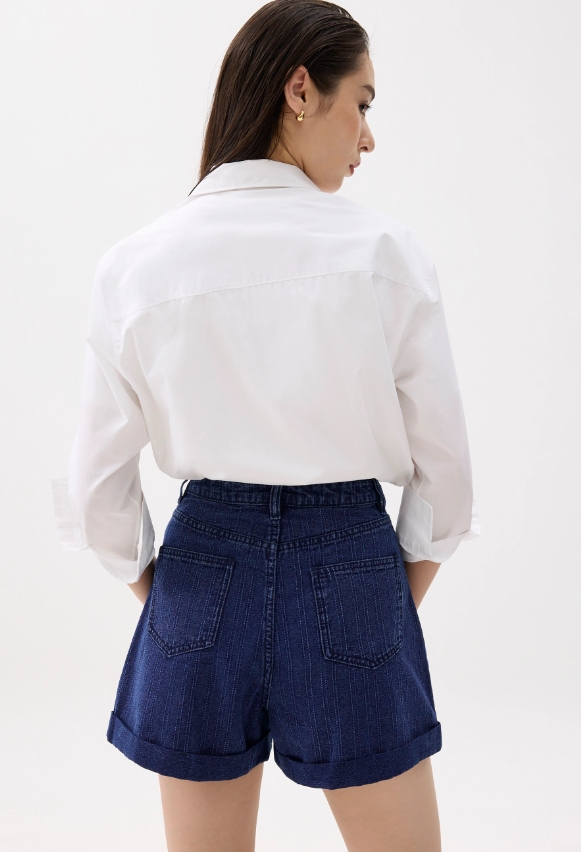 High Waist Denim A-line Shorts - Image 2