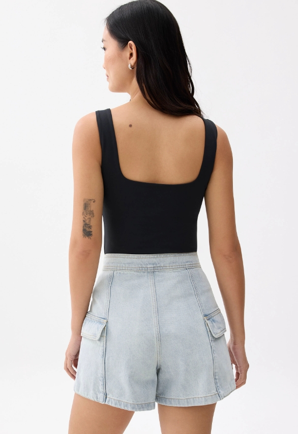 Denim High Waist A-line Shorts - Image 2