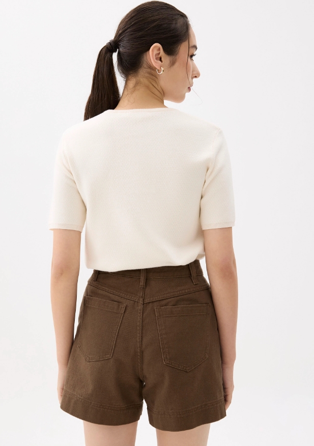 Cotton High Waist A-line Shorts - Image 3