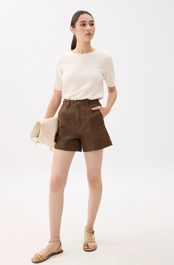 Cotton High Waist A-line Shorts - Image 2
